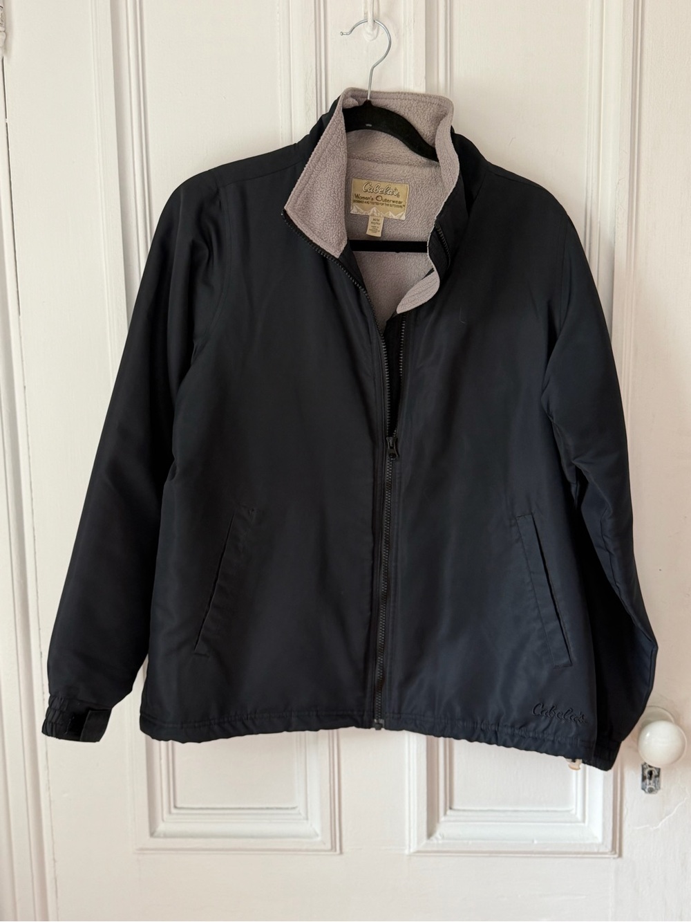 Women’s Cabelas Black Full Zip Fleece Lined Windbreaker Size Medium